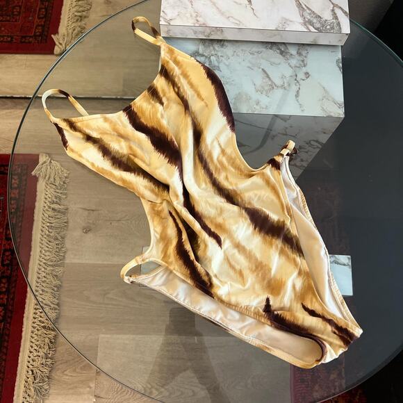 Vintage 1990s deadstock tan/brown striped one piece - Picture 7 of 7